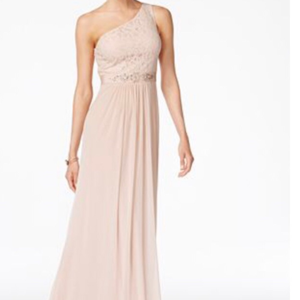 Adrianna Papell one shoulder gown lace gown color:BLUSH size: 2